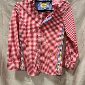 Boden Red Casual Button Down Shirt Gingham Style